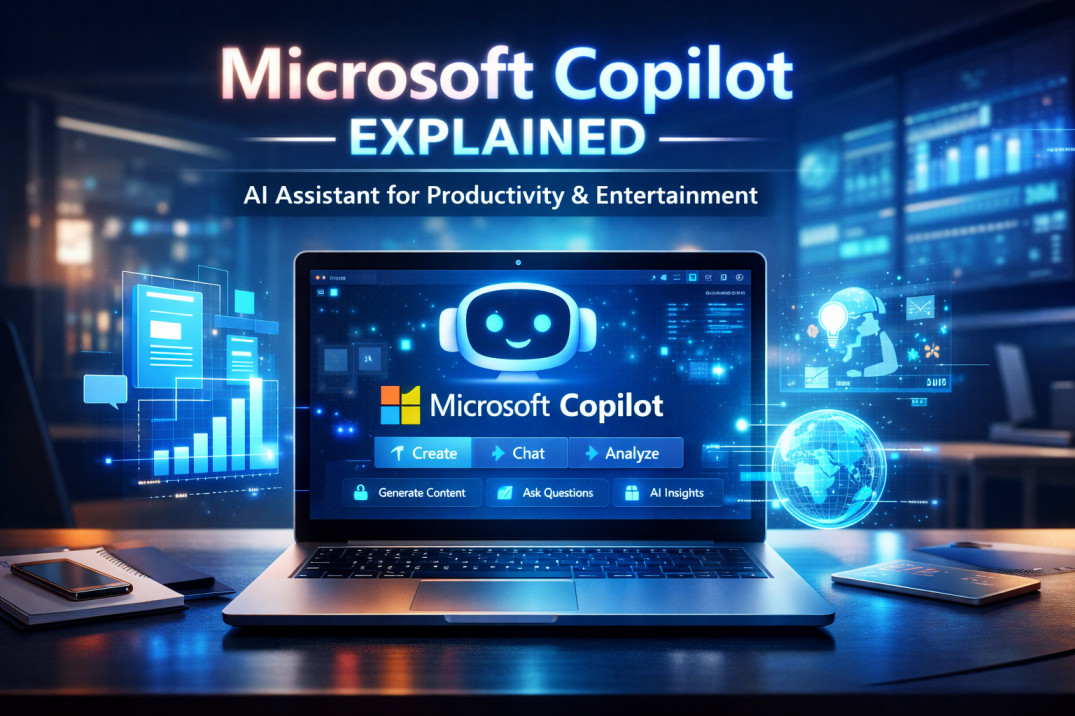Microsoft Copilot AI assistant interface on laptop