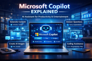 Microsoft Copilot AI assistant interface on laptop