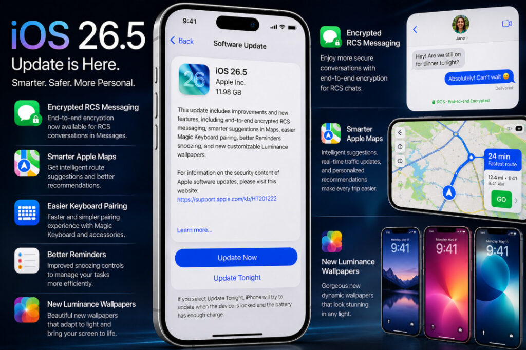 iOS 26.5 Update Apple iPhone software screen showing new features