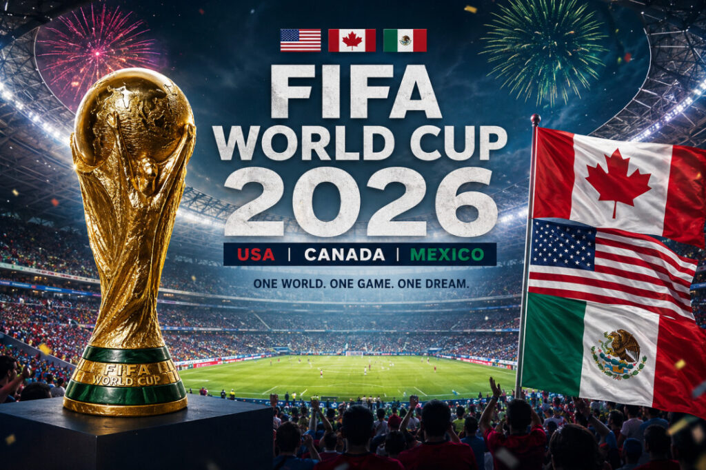 FIFA World Cup 2026 football stadium and global fan celebration