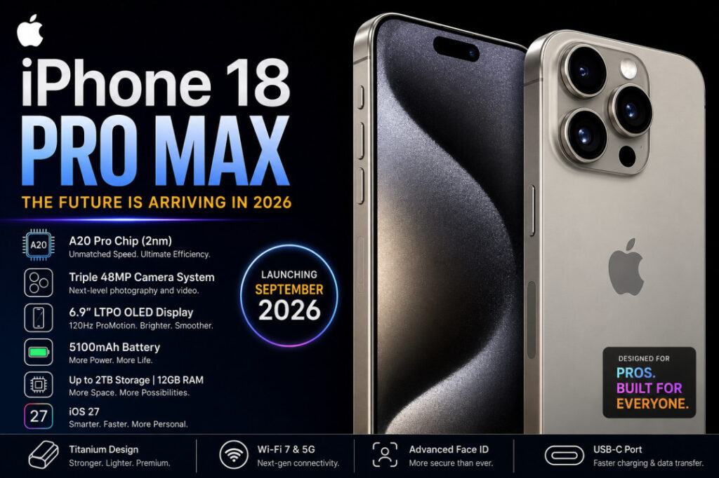 iPhone 18 Pro-Max expected design with A20 Pro chip and triple camera